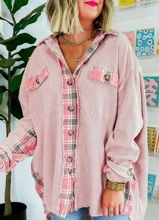 Pink & Plaid Button Up