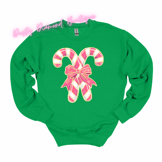 Candy Cane Coquette Green Gildian Sweatshirt