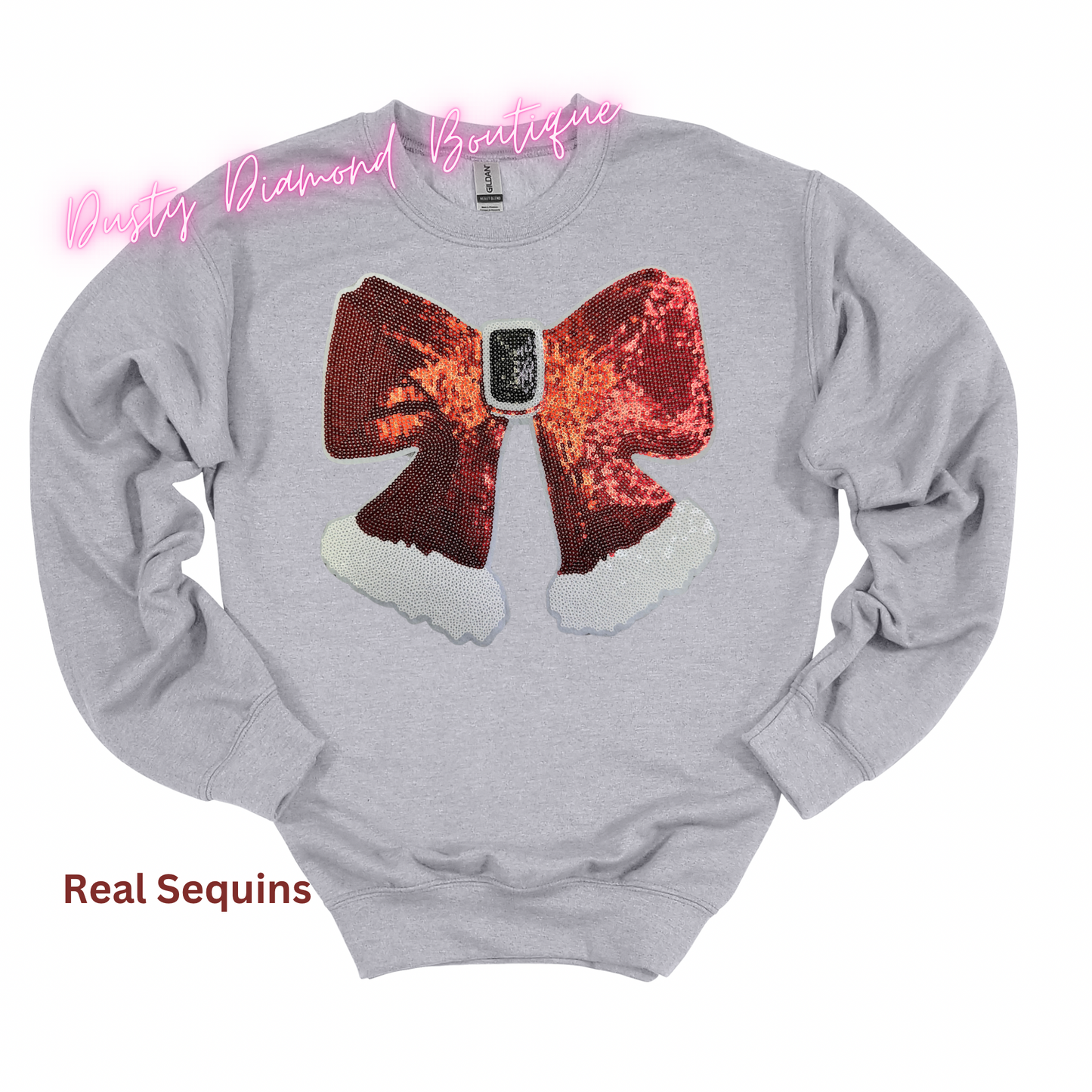 Sequin Santa Bow Sweatshirt