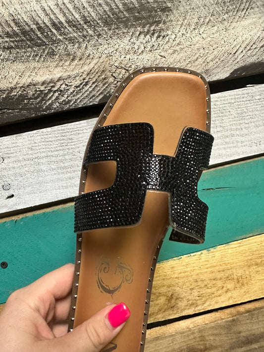 Black Sequin Sandal