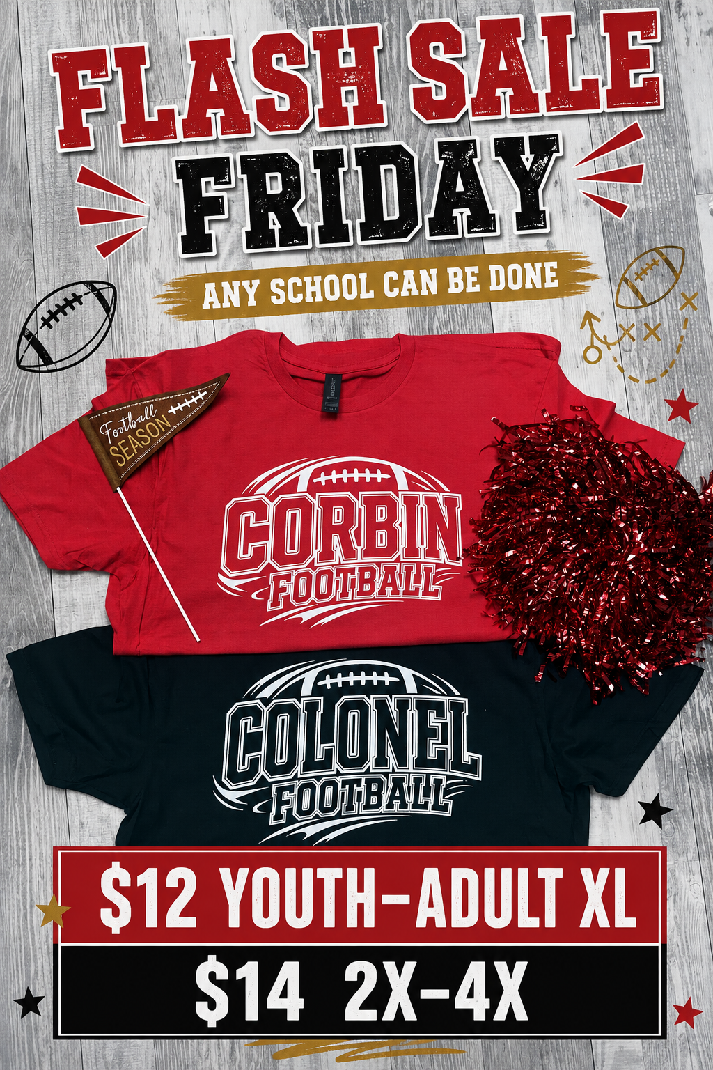 Flash Sale Friday White Football Design