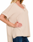 Beige Ribbed V Neck Top