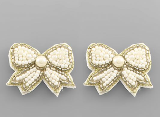 Bow Stud Beaded Earrings