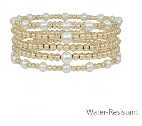 Gold & Pearl Stretch Bracelet