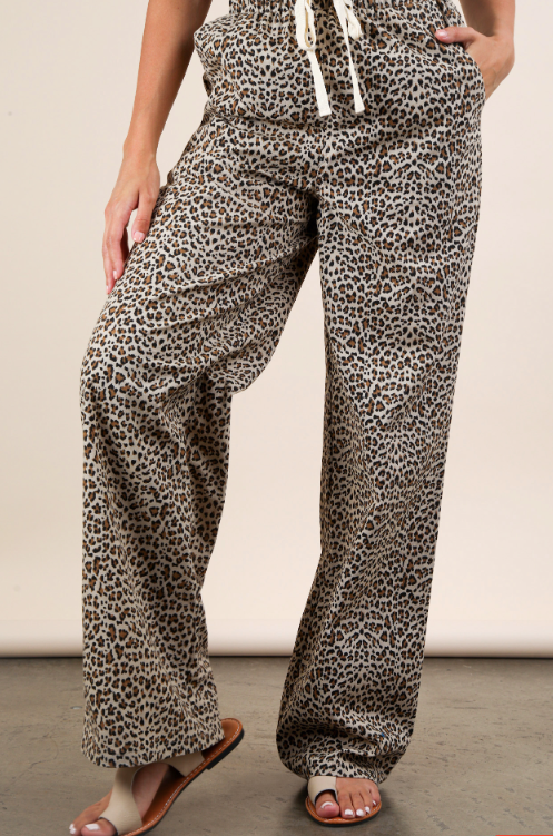 Animal Print Linen Pants