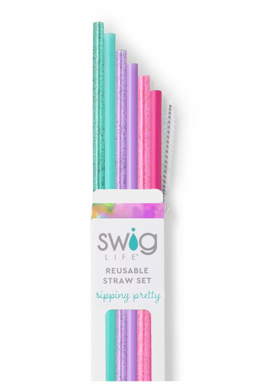 SWIG Cloud Nine Glitter Reusable Straw Set