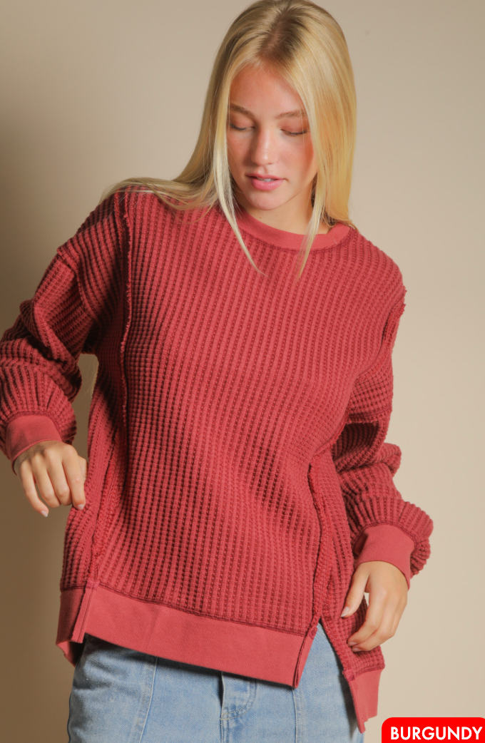 Autumn Comfort Waffle Sweater