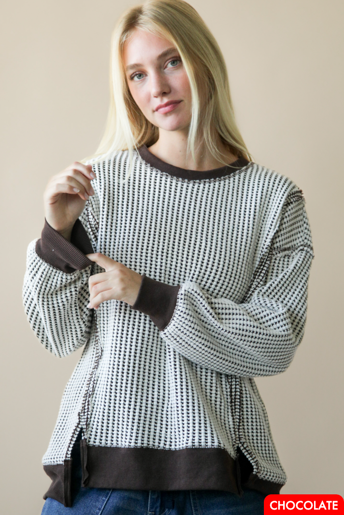 Autumn Comfort Waffle Sweater