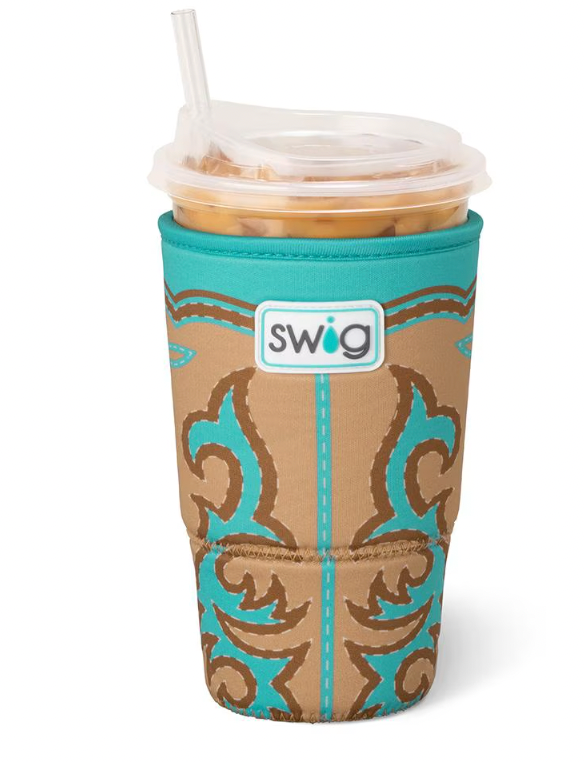 SWIG Boot Scootin' TURQUOISE Iced Cup Coolie (Large)
