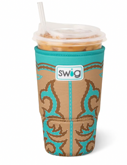 SWIG Boot Scootin' TURQUOISE Iced Cup Coolie (Large)