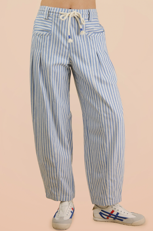 Striped Barrel Denim Pants