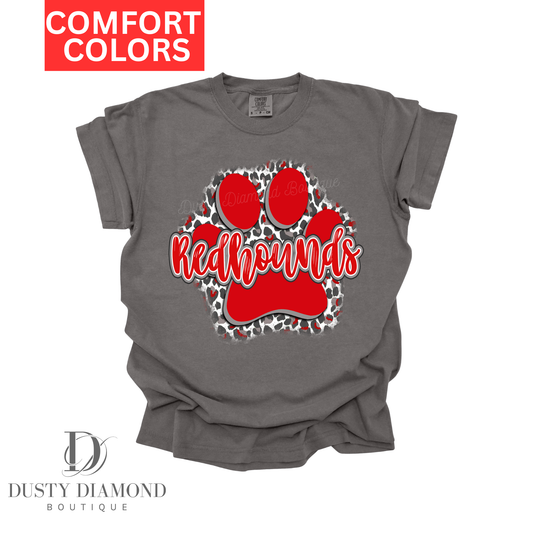 Red-hound Cheetah PAW Comfort Color T-shirt