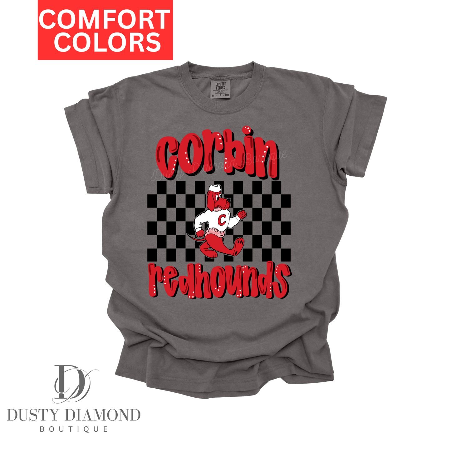 Corbin Redhound Checkered Comfort Color T-shirt