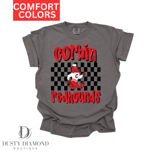 Corbin Redhound Checkered Comfort Color T-shirt